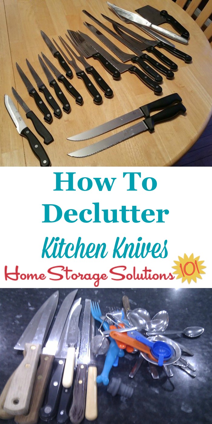 How to declutter kitchen knives, as well as other utensils and kitchen gadgets {a #Declutter365 mission on Home Storage Solutions 101}