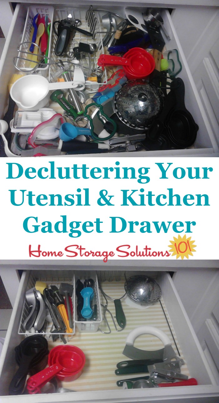 How to declutter your utensil and kitchen gadget drawer {on Home Storage Solutions 101} How to #declutter your utensil and kitchen gadget drawer {on Home Storage Solutions 101} #Declutter365 #KitchenOrganization