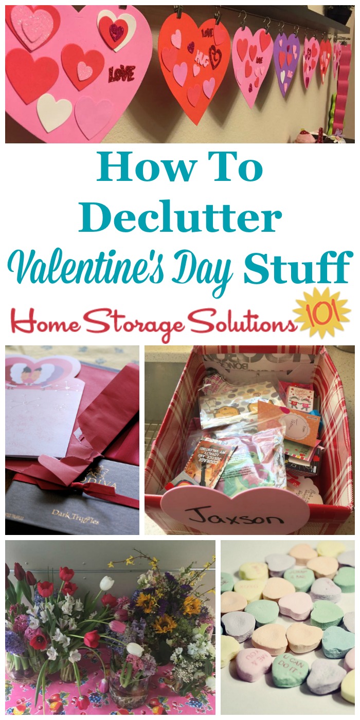 How to #declutter Valentine's decorations, candy, flowers, cards and more {a #Declutter365 mission on Home Storage Solutions 101} #ValentinesDay