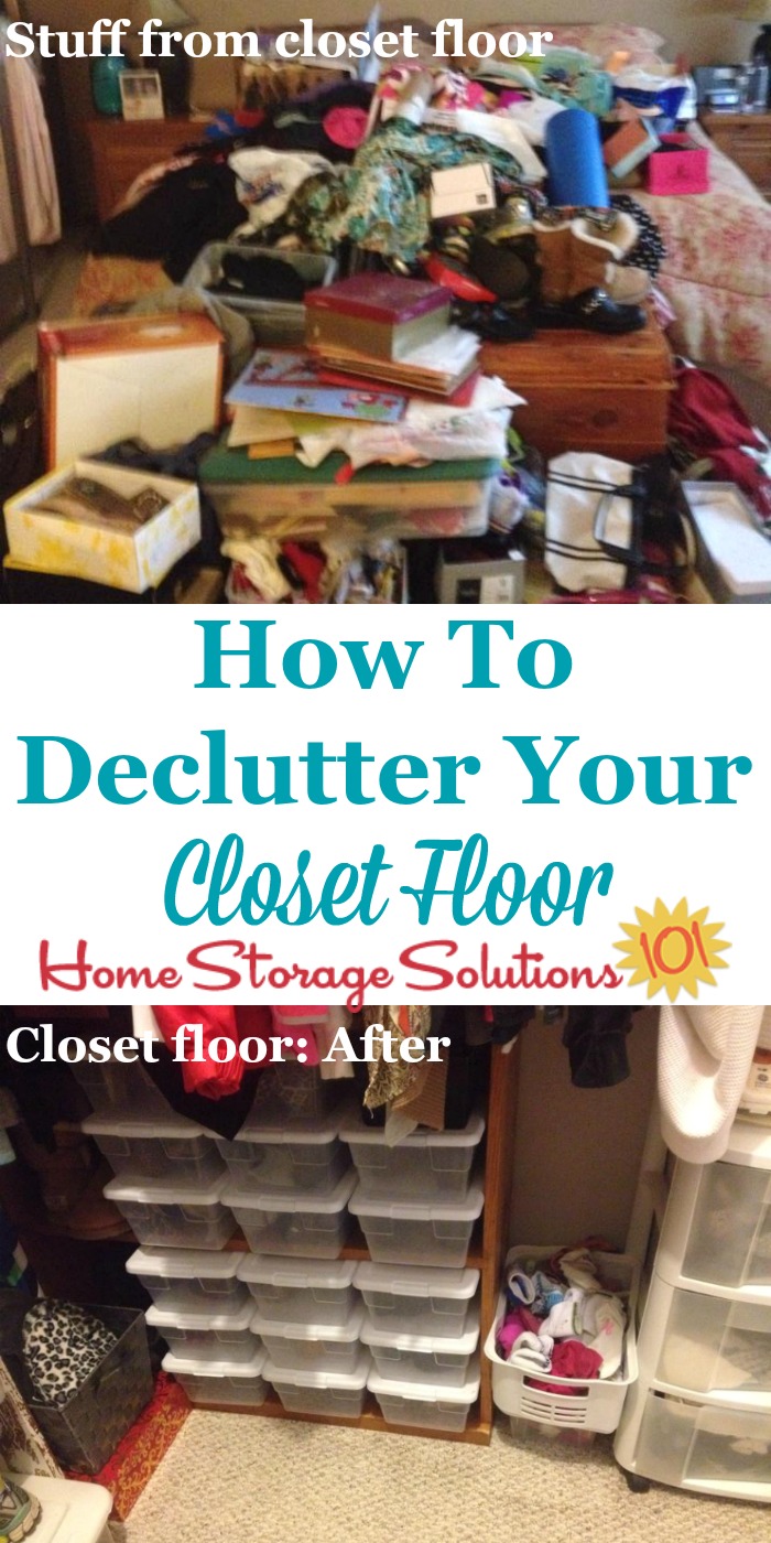 How to declutter your closet floor, including tips and ideas as well as before and after photos from readers who've done the Declutter 365 mission {on Home Storage Solutions 101}
