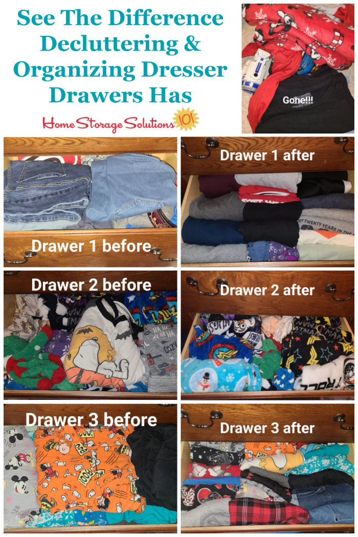 See the difference that decluttering and organizing dresser drawers has {on Home Storage Solutions 101}
