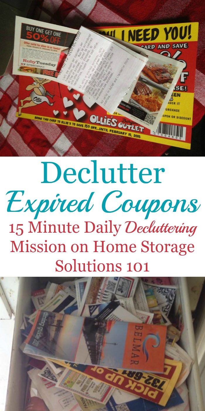 How to #declutter expired coupons from around your home, plus tips for how to avoid accumulating too many of these old coupons from now on {a #Declutter365 mission on Home Storage Solutions 101} #Couponing