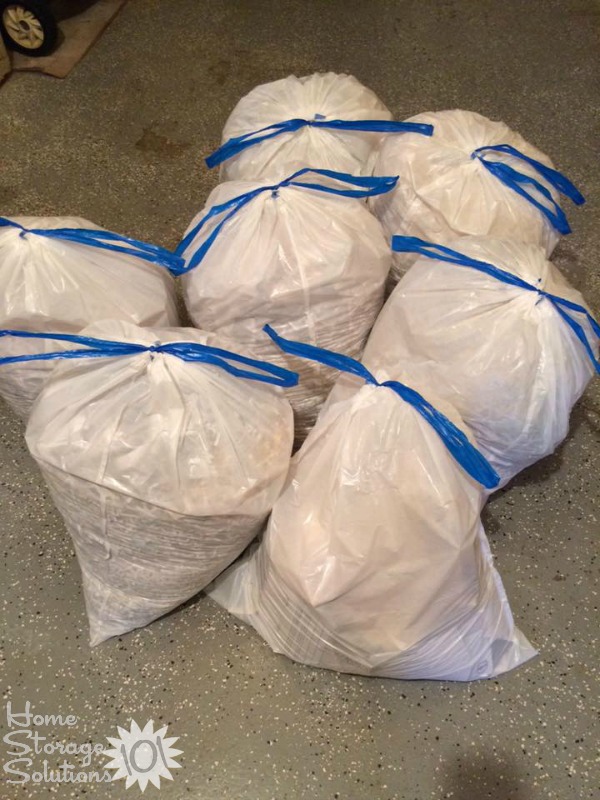 Lots of bags of shredded paper accumulated by a reader, Taig, who decluttered her file drawers {featured on Home Storage Solutions 101} Lots of bags of shredded paper accumulated by a reader, Taig, who decluttered her file drawers {featured on Home Storage Solutions 101}