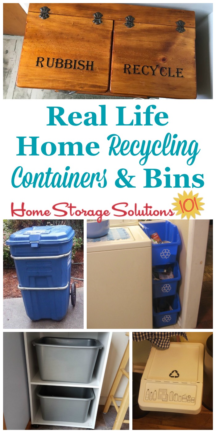 Lots of real life home recycling containers and bins, as shown in use in people's homes, to show you practical ways to organize your recyclables in your kitchen and elsewhere in your home {on Home Storage Solutions 101} Lots of real life home recycling containers and bins, as shown in use in people's homes, to show you practical ways to organize your recyclables in your kitchen and elsewhere in your home {on Home Storage Solutions 101} #OrganizingTips #OrganizedHome #Recycling
