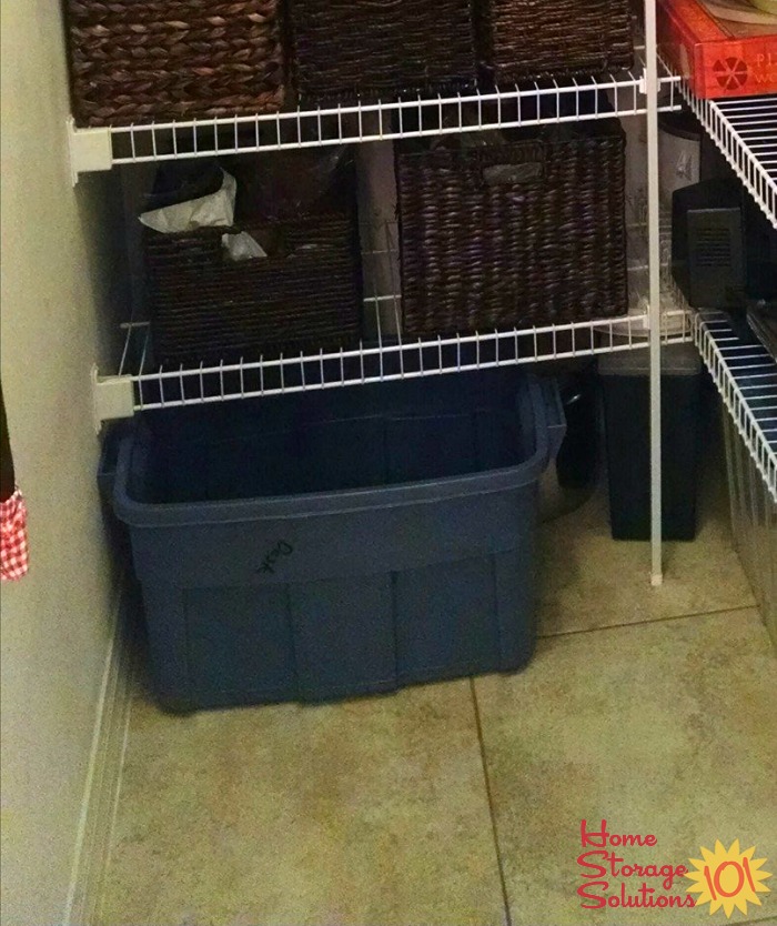 Example of a recycling container held in the pantry {see more home recycling bins on Home Storage Solutions 101} Example of a recycling container held in the pantry {see more home recycling bins on Home Storage Solutions 101}