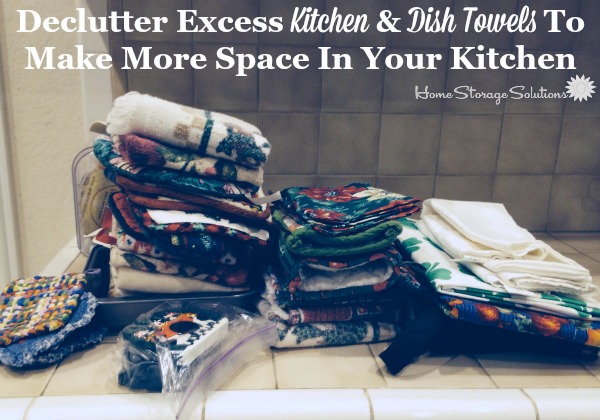 Decluttered kitchen towels and dish cloths to create lots more space in your kitchen {featured on Home Storage Solutions 101}