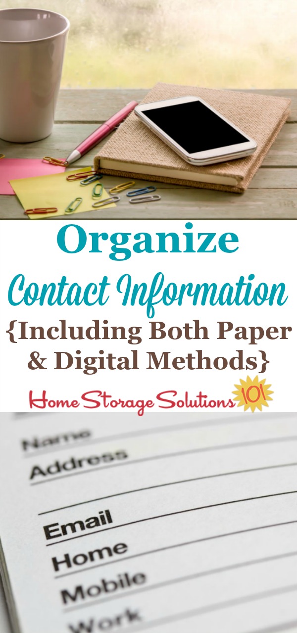 Ideas for how to organize contact information both with paper and digitally, shown by readers in this Hall of Fame for the Contact Information Organization Challenge {on Home Storage Solutions 101}