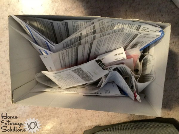 Decluttered several weeks worth of receipts {featured on Home Storage Solutions 101}