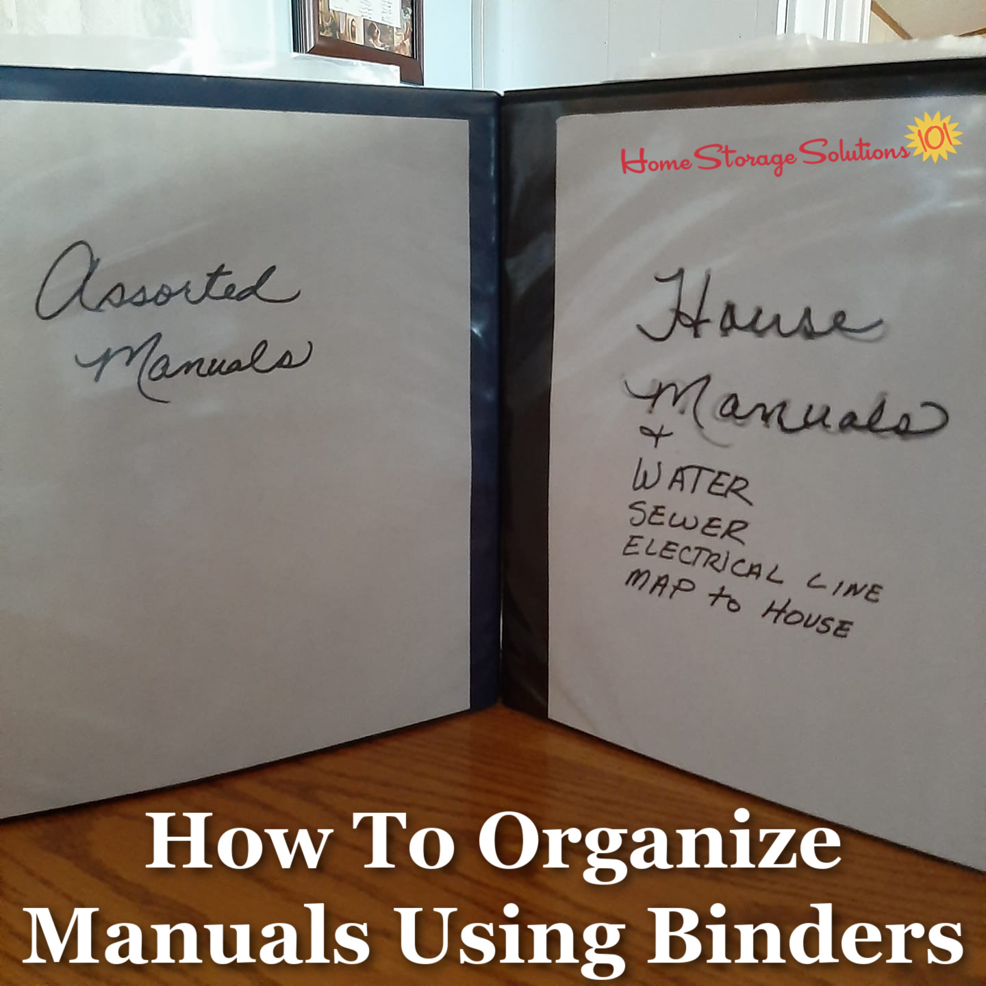 How to organize manuals in a binder, to organize these documents for reference in your home {featured on Home Storage Solutions 101}
