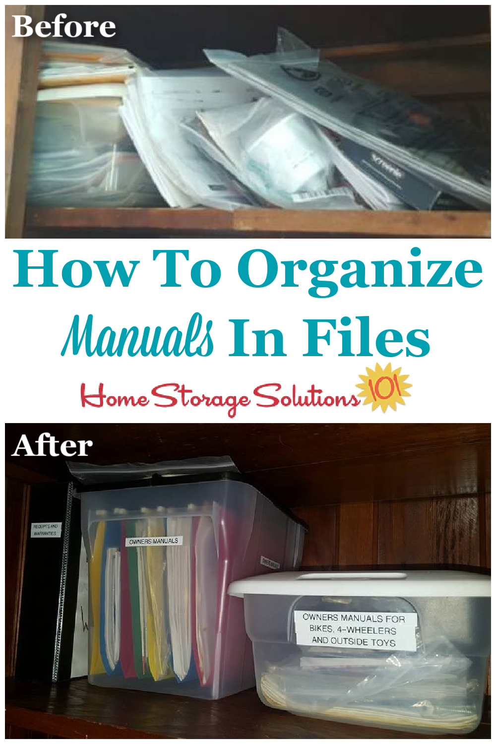 How to organize owner's manuals in files {on Home Storage Solutions 101} How to organize owner's manuals in files {on Home Storage Solutions 101}
