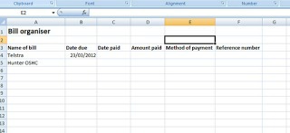 Spreadsheet for keeping track of paid bills