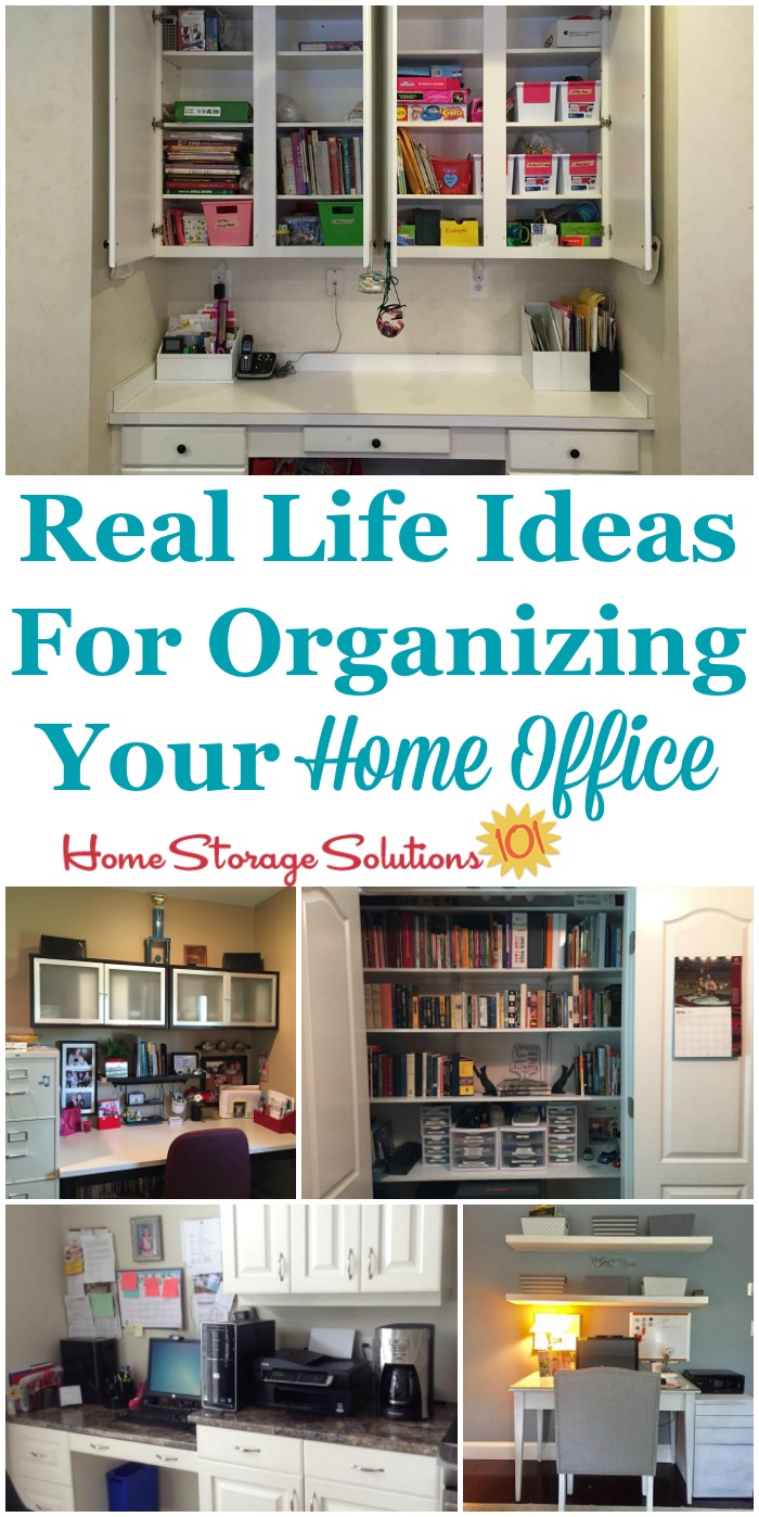 Real life ideas for organizing your home office, showing home office areas in the kitchen, dining room, living room, closet, and whole dedicated rooms {a Hall of Fame from Home Storage Solutions 101} Real life ideas for organizing your home office, showing home office areas in the kitchen, dining room, living room, closet, and whole dedicated rooms {a Hall of Fame from Home Storage Solutions 101} #HomeOfficeOrganization #OrganizeHomeOffice #OrganizingTips
