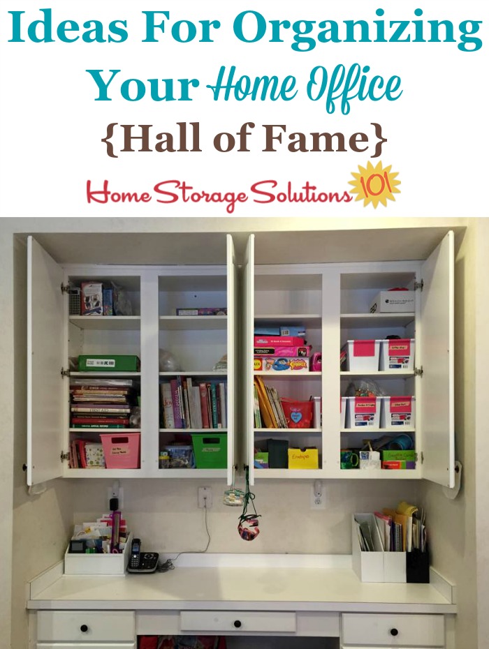 Hall of fame showcasing lots of real life ideas for organizing your home office, whether you've got a room devoted to this task, or a small area {on Home Storage Solutions 101} Hall of fame showcasing lots of real life ideas for organizing your home office, whether you've got a room devoted to this task, or a small area {on Home Storage Solutions 101} #HomeOfficeOrganization #OrganizeHomeOffice #HomeOfficeIdeas