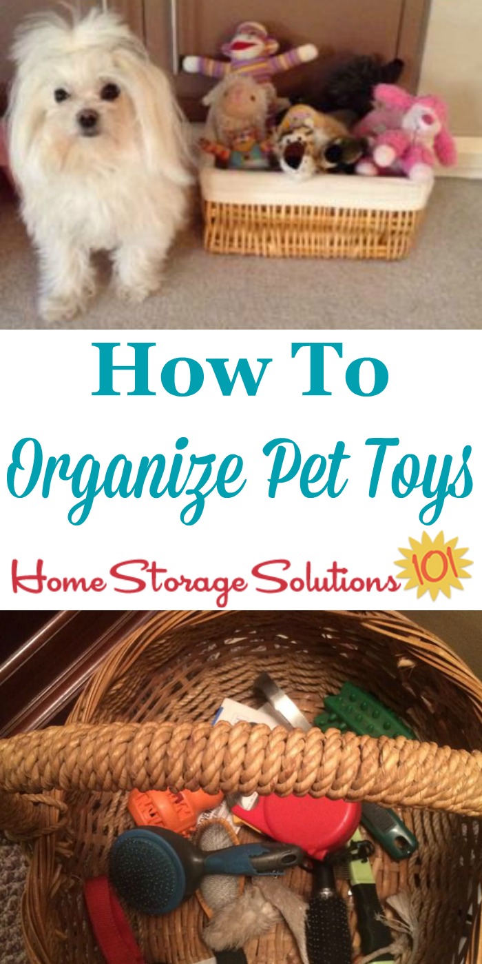How to organize pet toys in your home {on Home Storage Solutions 101} #OrganizingTips #PetToys #OrganizedHome