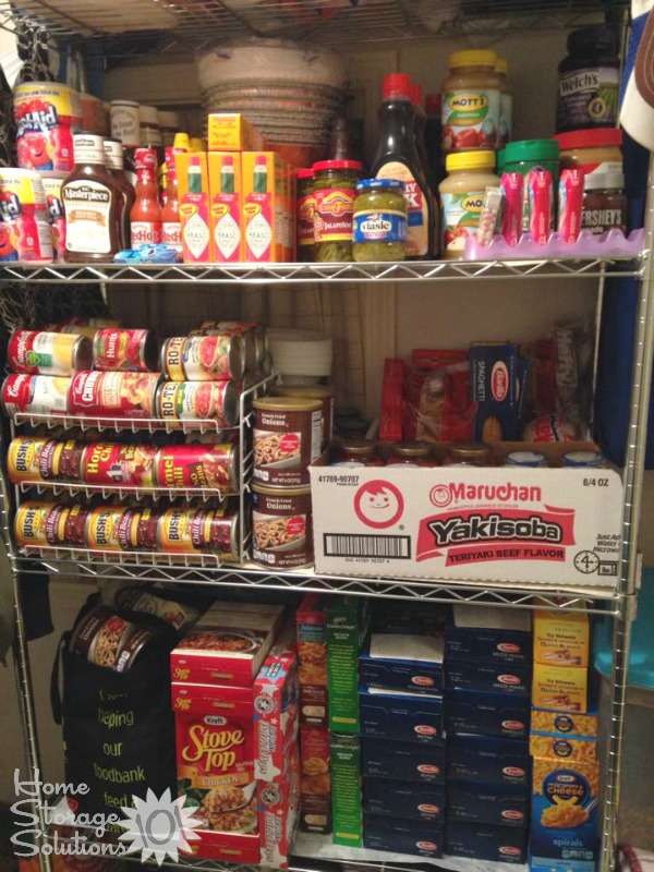 Food stockpile organized to make sure it is rotated so nothing goes to waste {featured on Home Storage Solutions 101}