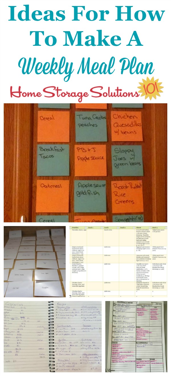 Lots of real life ideas for how to make a weekly meal plan for your household {on Home Storage Solutions 101}