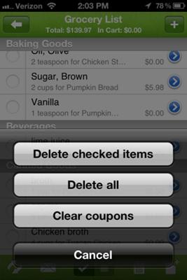 shopping list features