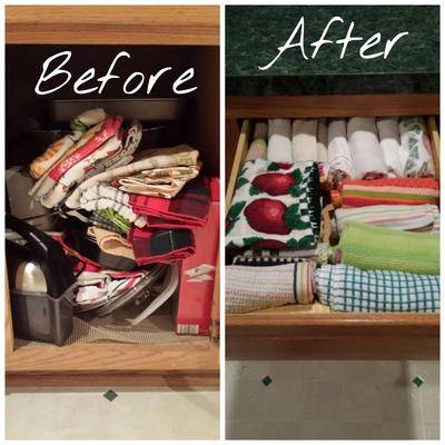 How To Declutter Kitchen Towels Dish Cloths