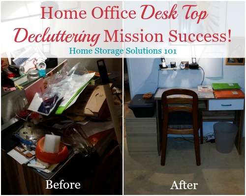 home office desk top decluttering mission success