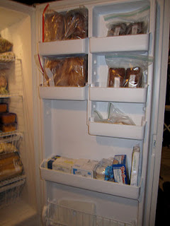 Organized upright freezer door