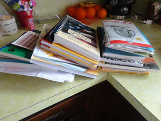 separated pile of just the cookbooks