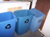 Labeled garbage bins for recycling